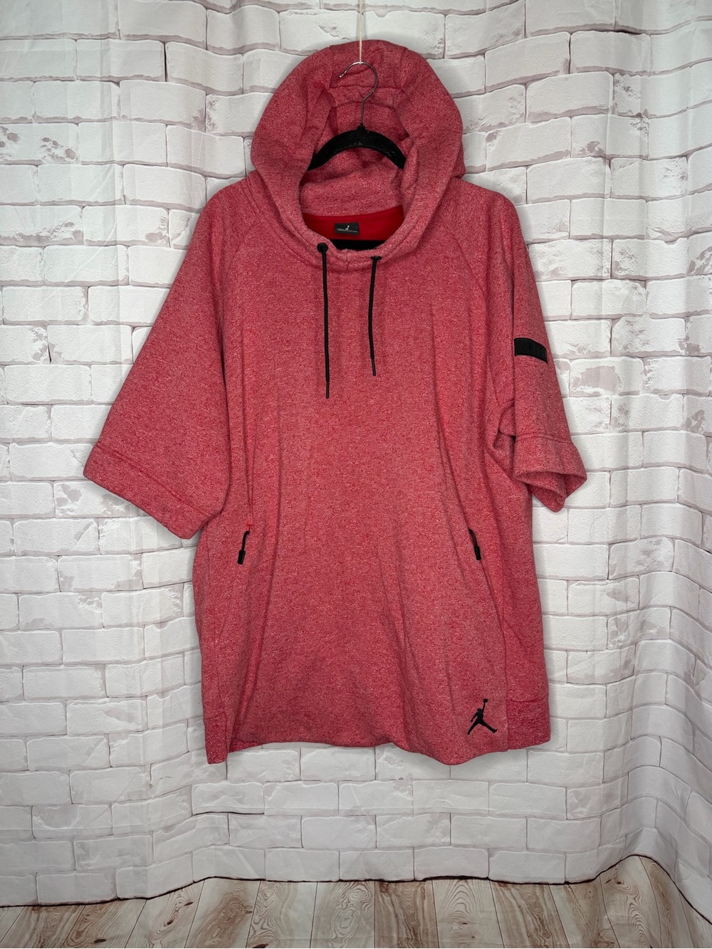 Air Jordan Short Sleeve Hoodie | Men’s XXL | Heathered Pink Performance Pullover